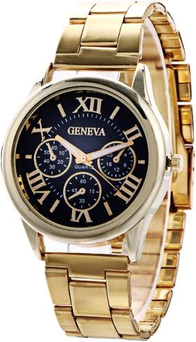 Leatrom Fashion Simple Watch for Men and Women, Three Circles Decoraton Pointers Roman Numeral Dial, Easy to Read Time Analog Quartz Watch in Saudi Arabia