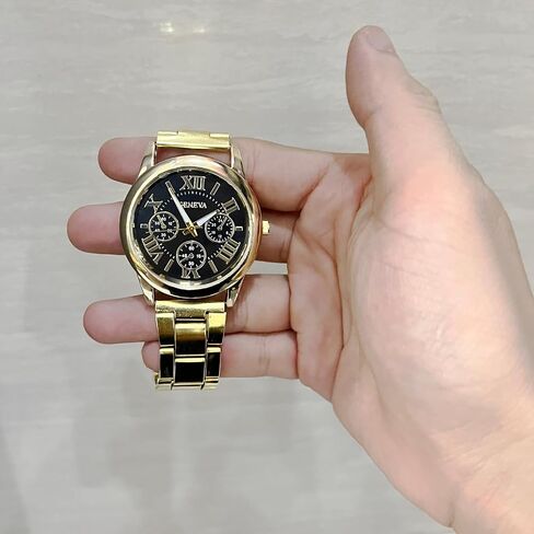 Leatrom Fashion Simple Watch for Men and Women, Three Circles Decoraton Pointers Roman Numeral Dial, Easy to Read Time Analog Quartz Watch in Saudi Arabia