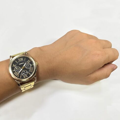 Leatrom Fashion Simple Watch for Men and Women, Three Circles Decoraton Pointers Roman Numeral Dial, Easy to Read Time Analog Quartz Watch in Saudi Arabia