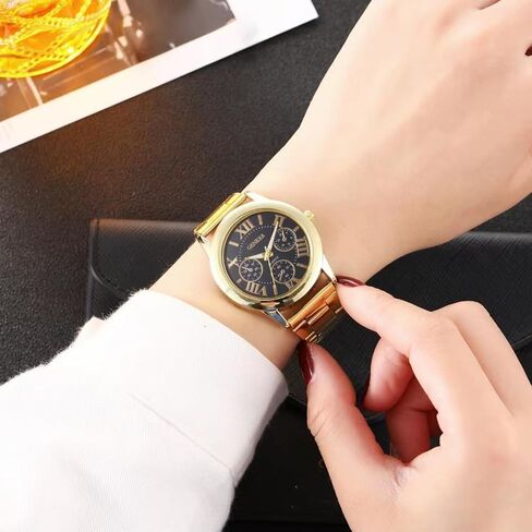 Leatrom Fashion Simple Watch for Men and Women, Three Circles Decoraton Pointers Roman Numeral Dial, Easy to Read Time Analog Quartz Watch in Saudi Arabia