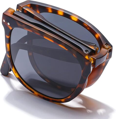 Pro Acme Polarized Folding Sunglasses for Women Men Black Square Foldable Sunglasses for Travel, Driving, Easy Carry in Saudi Arabia