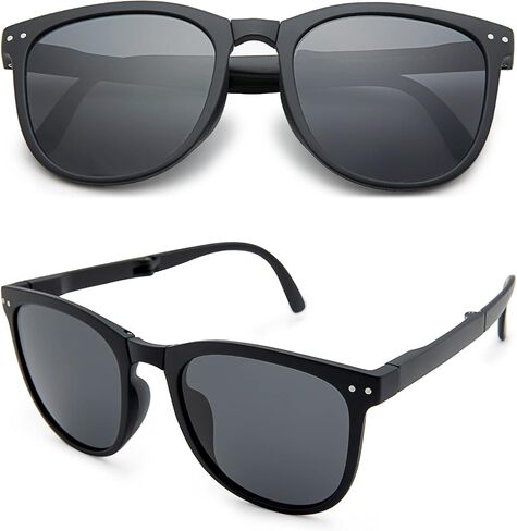 Pro Acme Polarized Folding Sunglasses for Women Men Black Square Foldable Sunglasses for Travel, Driving, Easy Carry in Saudi Arabia