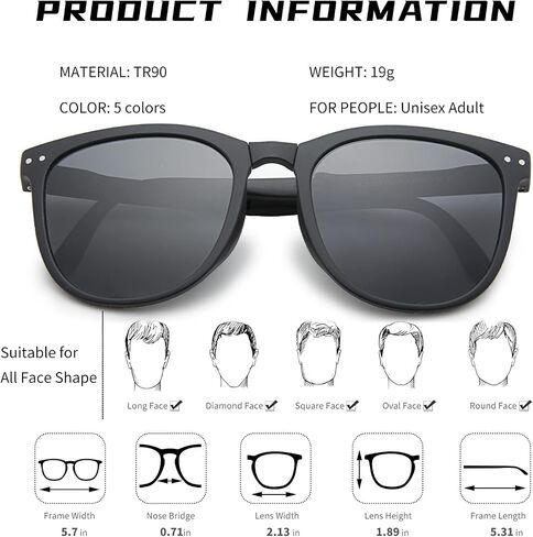 Pro Acme Polarized Folding Sunglasses for Women Men Black Square Foldable Sunglasses for Travel, Driving, Easy Carry in Saudi Arabia