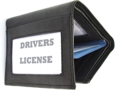 Mens Black Leather Wallet Lambskin Trifold 733 in Saudi Arabia