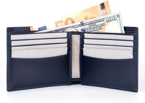 Gnome & Bow Gulliver Cash Coin Slot Bifold Wallet Men (100% Genuine USA Wax Leather/RFID Blocking) (Blue) in Saudi Arabia