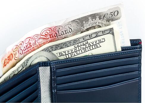 Gnome & Bow Gulliver Cash Coin Slot Bifold Wallet Men (100% Genuine USA Wax Leather/RFID Blocking) (Blue) in Saudi Arabia