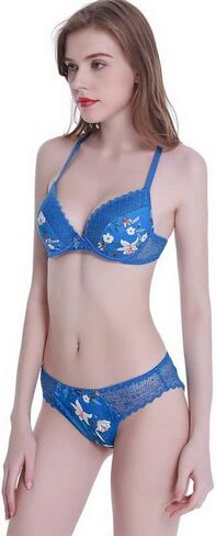 Swbreety Women's Bra and Panty Sets Floral Lace Lingerie Cross Back Underwire Push Up Bras in Saudi Arabia