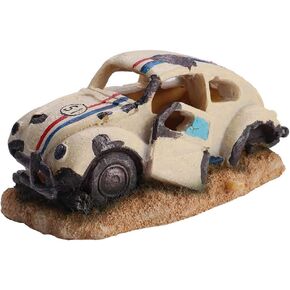 Aquarium Decorations, Imitation Wreck Car Resin Ornament for Air Stone Bubbler Oxygen Pump, Aquarium Wreck Car Air Bubble Maker, Aquarium Ornament Decorations for Fish Tank Decor