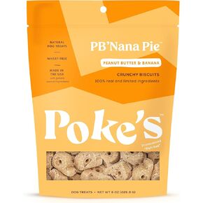 Poke's PB 'Nana Pie Dog Treats, Crunchy Biscuits, Peanut Butter & Banana Recipe, Limited Ingredient Natural Dog Treats, Made in USA, Wheat-Free, 8 oz