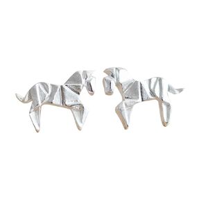 Origami Horse Earrings in Sterling Silver 925