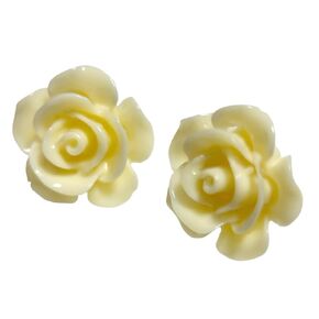 Hypoallergenic Rose 3d Large Glossy Rose Stud Earrings on Plastic Posts (Coral Peach)