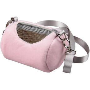 Hamster Travel Carrier Bag Round Crossbody Bag Portable Hamster Pet Bag Handbag with Adjustable Single Shoulder Strap Small Pet Supplies(Pink)