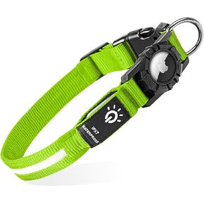 USB Rechargeable LED Dog Collar - Adjustable and Waterproof Light Up Pet Collar with airtag holder for Night Safety and Visibility, Blue in Kuwait