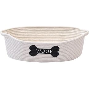 Morezi Dog toy baskets pet toy basket storage in small shallow stuff bin - Perfect for collect puppy toys, cat toy, grooming stuff, diapers, bed, for Bathroom, Playroom, Closet, Home - Grey