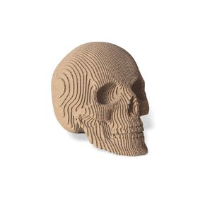 Skull Cardboard Sculpture,DIY Craft Kit,Handmade Puglets Figurine,3D printing Art,Brown,White,Black Color,Sliced Corrugated Cardboard,Home Decor,Teens Gift
