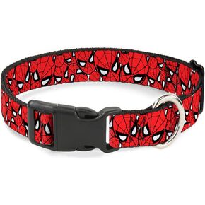 Dog Collar Plastic Clip Spider Man Stacked 11 to 17 Inches 1.0 Inch Wide