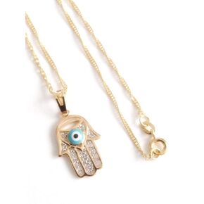 Hamsa Hand Evil Eye Necklace 19.5 Inches Chain La Mano de Fatima Contra Mal de Ojo