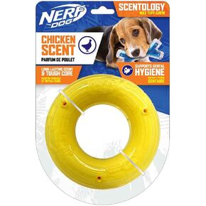 Nerf Dog 6in TPR/PP Scented Chicken SuperScent Ring Solid Core -Clear/Yellow