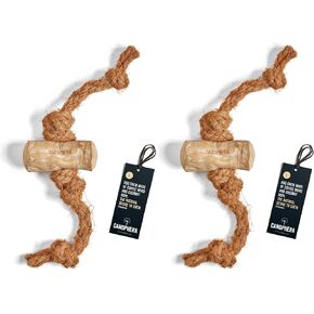 Dog CHEW Made of Coffee Wood and Coconut Rope - for All Breeds (Large) - 2 Pack