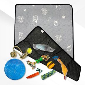 Dog Pee Pads with Puppy Chew Toys – Dog Crate Mat Pee Pads for Dogs Include Puppy Playpen Dog Toy Set – Washable and Durable Training Pads for Dogs Ideal for Crate, Indoors.