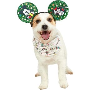 Rubie's Disney Mickey Holiday Ears and Scarf for Pets, As Shown, Medium/Large