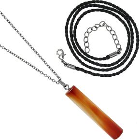 Gempires Blue Lapis Lazuli Necklace, Vertical Bar Pendant with Black Plated Chain and Cord, Gemstone Bar Necklace, Healing Crystal, September Birthstone Gift, 20 inch Adjustable Length (Lapis Lazuli) in Kuwait