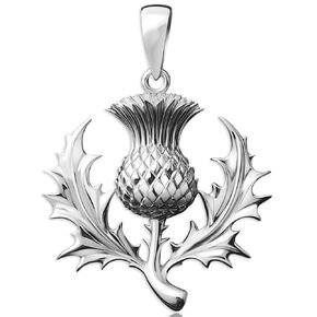 Scottish Thistle Necklace Silver Pendant, Scotland National Symbol Necklace Handmade Jewelry, Pendant Only