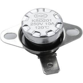 1 Pack KSD201 120-10A Thermostat Temperature Thermal Control Cutoff Switch Sensor Fits for Microwave Thermostat, to many kinds of small appliances ﻿
