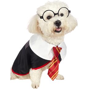 Pet Halloween Dog Shirts Funny Cat Wizard Costume Cute Apparel Soft Clothes with Glasses (Large,Neck:18")