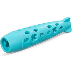 Messy Mutts Totally Pooched Stuff'n Chew Rocket Stick | Teal | 10" x 2.5" Fillable Dog Toy | Interactive Treat Holding TPR Toy for Dog