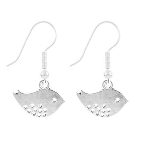 Little Silver Bird Earrings for Women with Silver Toned Ear Wires