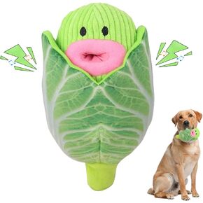 Interactive Dog Toys 2-in-1 Squeaky Dog Toys with Soft, Durable Fabric for Small, Medium Pets, Dog chew Toy Stuffing for Indoor Play, Vegetable Dog Toys (Cabbage)