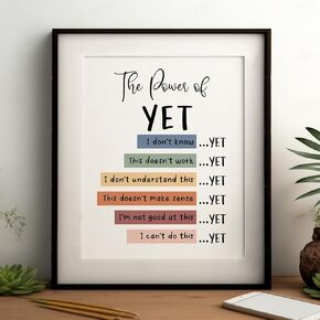 The Power of Yet Print, Boho Classroom Wall Art, Positive Classroom Decor, Calm Down Corner Decor, Rainbow Kids Affirmation Poster, Educational Wall Art, Mindful Print, Unframed (11x14 inches)