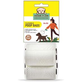Dog Poop Bag - Refill – 80 Biodegradable Dog Waste Bags on Rolls - Dissolves in Water Refill Pack – 100% Eco Friendly, Flushable, Ultra Thick, Compostable Doggie Bags