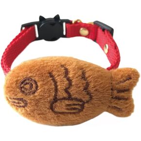 Kokoneko Honpo Fluffy Taiyaki Cat Collar, Safety with Bell, Japanese Style, Lightweight, Adjustable, Made in Japan, Handmade (Red)