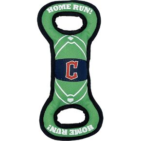 Pets First MLB CLEVELAND GUARDIANS NYLON FIELD TOY, Baseball Field Dog Toy. Tough and Durable Pet Toy with Woven Team Logo, Double Rim Stitching, and Inner Squeaker