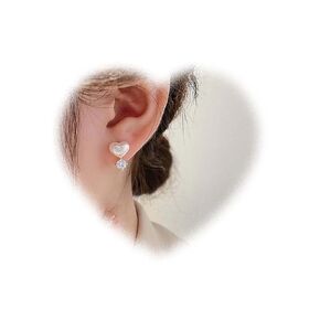 Vintage Heart Pearl Earrings Pearl Hoop Stud Earrings Dot Crystal Earrings Love Heart Earrings Pearl Wedding Earrings Jewelry for Women and Girls Gifts