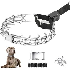 Supet Dog No Pull Collars, Adjustable Training Collar with Metal Quick Release Buckle, Extra Link & Rubber Tips for Small Medium Large Dogs