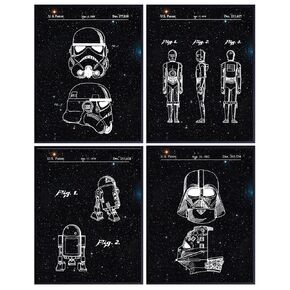 Patent Prints Set - 8x10 Decor, Poster Set - Gift for Space Fans - Unframed Wall Art for Boys Bedroom, Kids Room Unframed