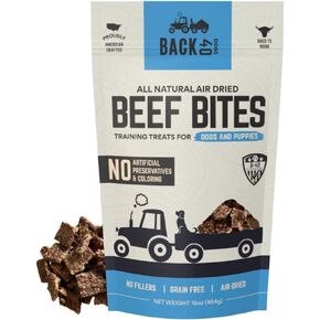 Beef Bites - All Natural Premium Air Dried Dog Training Treats - Free Range Beef, Real Meat - High Protein Food Toppers & Dog Treat - Puppy Essentials, Made in USA - 16oz