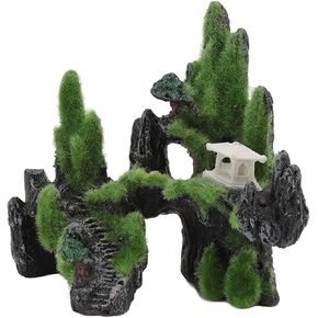 Pssopp Aquarium Mountain View Aquarium Rockery Landscape Rockery Landscape Rock Hiding Cave Artificial Hill Fish Tortoise Tank Aquarium Landscape Ornament for Fish Tank Aquarium Terrarium