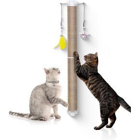 SVD.PET Wall Mounted Cat Scratching Post, 37.5" Tall Cat Scratcher for Wall with Hanging Toys, Jute Cat Wall Scratcher for Large Cats Indoor Cat Wall Furniture