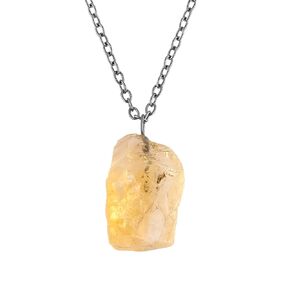 Thecraftman Natural Citrine Necklace, Raw Gemstone Pendant Necklace, Genuine Rough Gemstone, Birthstone, Gift for Her, Healing Stone, 18 Inch