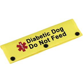 Medical Alert Dog Leash Sleeve Diabetic Dog Do Not Feed Dog Leash Wrap Sleeve Alert Tag Pet Birthday Gift (Diabetic Not Feed-YE Sleeve)