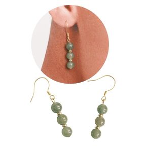 Gold Vermeil Natural Jade Earring, Dangling Jade Earring, Green Jade Earring, 925 Silver Handmade Earring