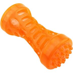 ADUCK Dog Chew Toys Squeaky Tooth Cleaning Bone (Dumbbell Series) Bite Resistant Squeeze Squeaker Puppy Dog Toys for Aggressive Chewers Training and Playing -4.92 inches (Crystal Green)
