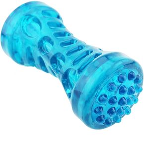 ADUCK Dog Chew Toys Squeaky Tooth Cleaning Bone (Dumbbell Series) Bite Resistant Squeeze Squeaker Puppy Dog Toys for Aggressive Chewers Training and Playing -4.92 inches (Crystal Green)