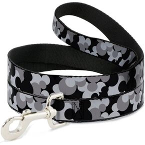 Buckle-Down Dog Leash Mickey Mouse Head Stacked Black Grays Available In Different Lengths And Widths For Small Medium Large Dogs and Cats, 6 Feet Long - 1" Wide