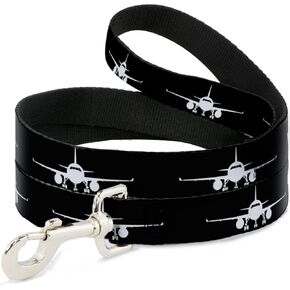 Dog Leash Airplane Silhouette Black White 6 Feet Long 0.5 Inch Wide
