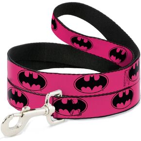 Dog Leash Bat Signal 3 Fuchsia Black Fuchsia 6 Feet Long 0.5 Inch Wide